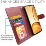 Flip Cover Leather Finish | Inside TPU with Card Pockets | Wallet Stand and Shock Proof | Complete Protection Flip Case for Realme C63 5G (Flip, Brown)