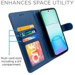 Flip Cover Leather Finish | Wallet Stand and Shock Proof | Complete Protection Flip Case for Redmi 13 5G / Poco M6 Plus 5G (Blue)