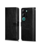 Flip Cover Back Case Cover for Vivo Y300 5G | Flexible | Leather Finish | Card Pockets Wallet & Stand (Black)