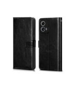 Flip Cover Back Case Cover for Motorola Moto G34 5G | Moto G45 5G | Flexible | Leather Finish | Card Pockets Wallet & Stand (Flip, Black)