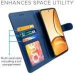 Flip Cover Leather Finish | Inside TPU with Card Pockets | Wallet Stand and Shock Proof | Complete Protection Flip Case for Realme C63 5G (Flip, Blue)