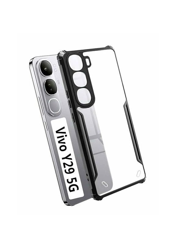 Back Cover for Vivo Y29 5G Back Cover Case - Black Transparent (Eagle)