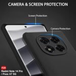 Silicone Back Cover Case for Mi Redmi Note 14 Pro/Poco X7 5G | Camera Protection Bump | Shockproof Back Cover Case (Silicone, Black)