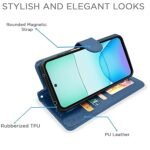 Flip Cover Leather Finish | Wallet Stand and Shock Proof | Complete Protection Flip Case for Redmi 13 5G / Poco M6 Plus 5G (Blue)