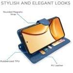 Flip Cover Leather Finish | Inside TPU with Card Pockets | Wallet Stand and Shock Proof | Complete Protection Flip Case for Realme C63 5G (Flip, Blue)