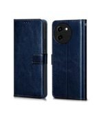 Flip Cover Back Case Cover for Vivo T3x 5G | Flexible | Leather Finish | Card Pockets Wallet & Stand | Chestnut (Blue)