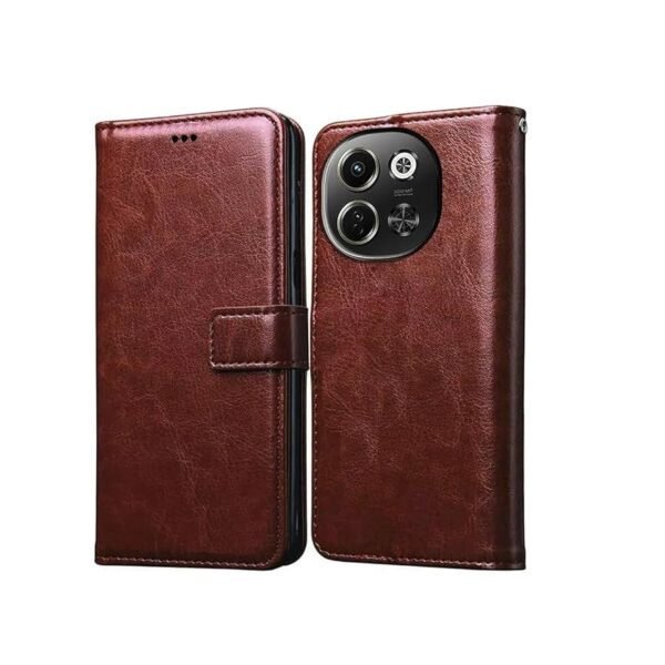 Flip Cover Back Case for Tecno Pova 6 Neo 5G | Premium Leather Finish | Inbuilt Pockets & Stand (Flip Brown)