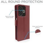 Flip Cover Leather Finish | Wallet Stand and Shock Proof | Complete Protection Flip Case for Redmi 13 5G / Poco M6 Plus 5G (Brown)