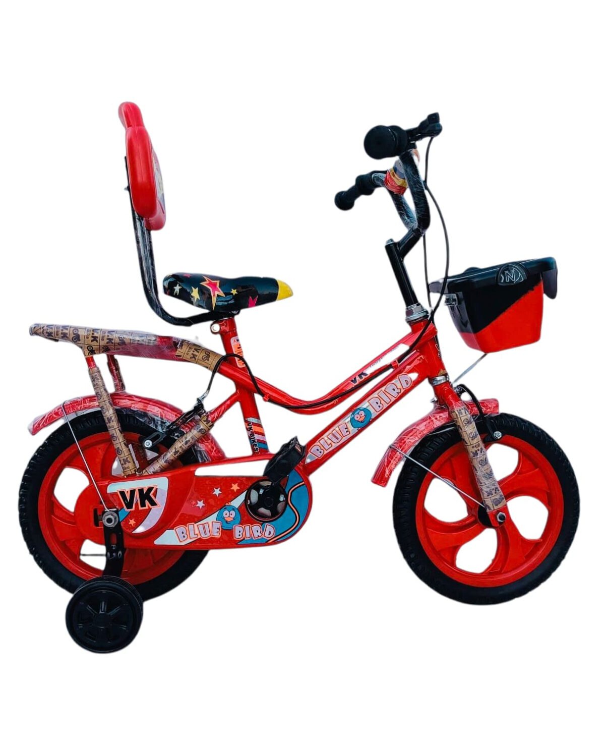 NEXOVA Bicycle 14 T Stich (PVC) Sky-Blue for 2 to 4 Year Kids Baby (RED)