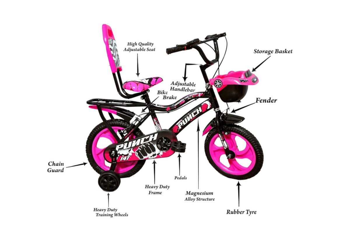 ROFIX Rofixbikes PUNCH B PINK 14T  Road Cycle with Training Wheels (SEMI-Assembled) for Boys and Girls Ideal for Age Group