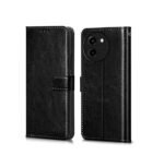 Back Case Cover for Vivo T3x 5G (Flexible | Leather Finish | Card Pockets Wallet & Stand (Flip Black)