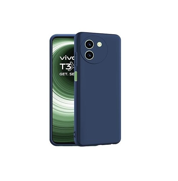 Vivo T3X (5G) Back Cover Case, Liquid Silicone Cover, Full Body Protective Cover (Silicone Blue)