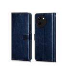 Back Case Cover for Vivo T3x 5G (Flexible | Leather Finish | Card Pockets Wallet & Stand (Flip Blue)