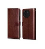 Back Case Cover for Vivo T3x 5G (Flexible | Leather Finish | Card Pockets Wallet & Stand (Flip Brown)