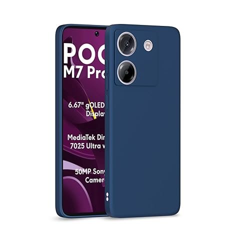 Back Cover for Poco M7 Pro 5G | Camera Protection | Shockproof Soft Matte Silicon Back Case (Blue)