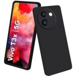 Vivo T3X (5G) Back Cover Case, Liquid Silicone Cover, Full Body Protective Cover (Silicone Black)