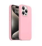 Silicone Bumper Case for iPhone 15 Pro Max (Pink) | Camera Lens (Black) | Matte Finish Back Membrane screen Guard (Pack Of 3) Combo