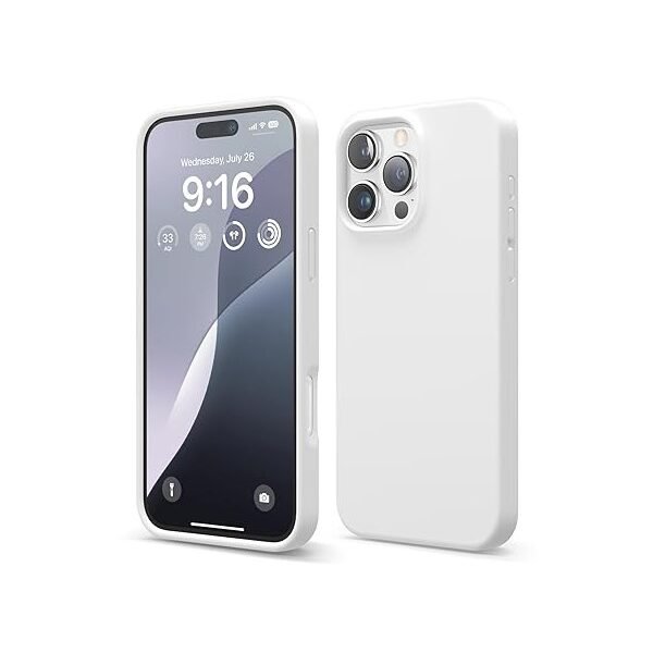 iPhone 16 Pro Max Case, Premium Liquid Silicone Case, Shockproof (Silicone, White)