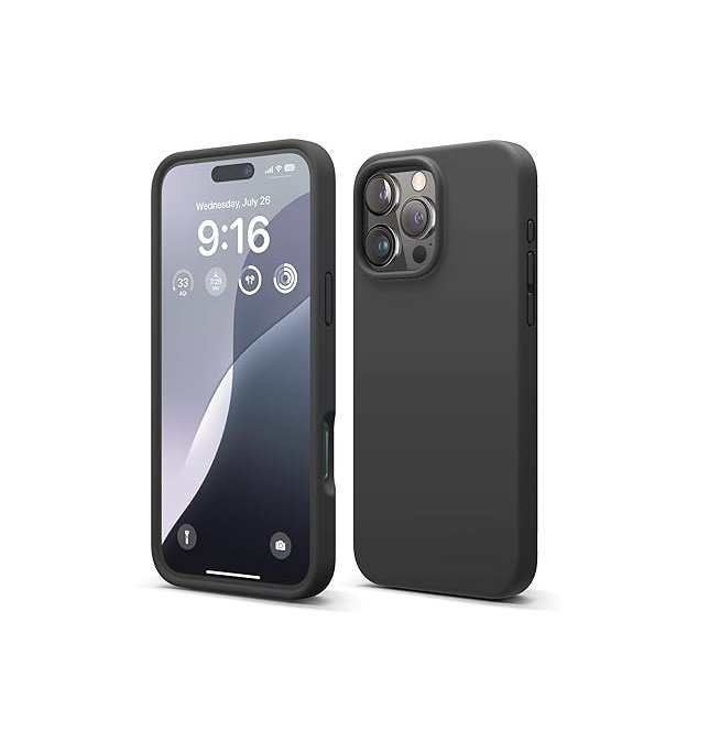 iPhone 16 Pro Max Case, Premium Liquid Silicone Case, Shockproof (Silicone, Black)