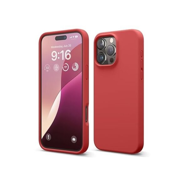 iPhone 16 Pro Max Case, Premium Liquid Silicone Case, Shockproof (Silicone, Red)
